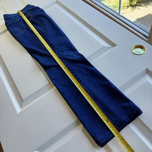 NYDJ Marilyn Straight Jeans 12 Lift Tuck dark wash blue 33W 28.5L hemmed short - Picture 16 of 16